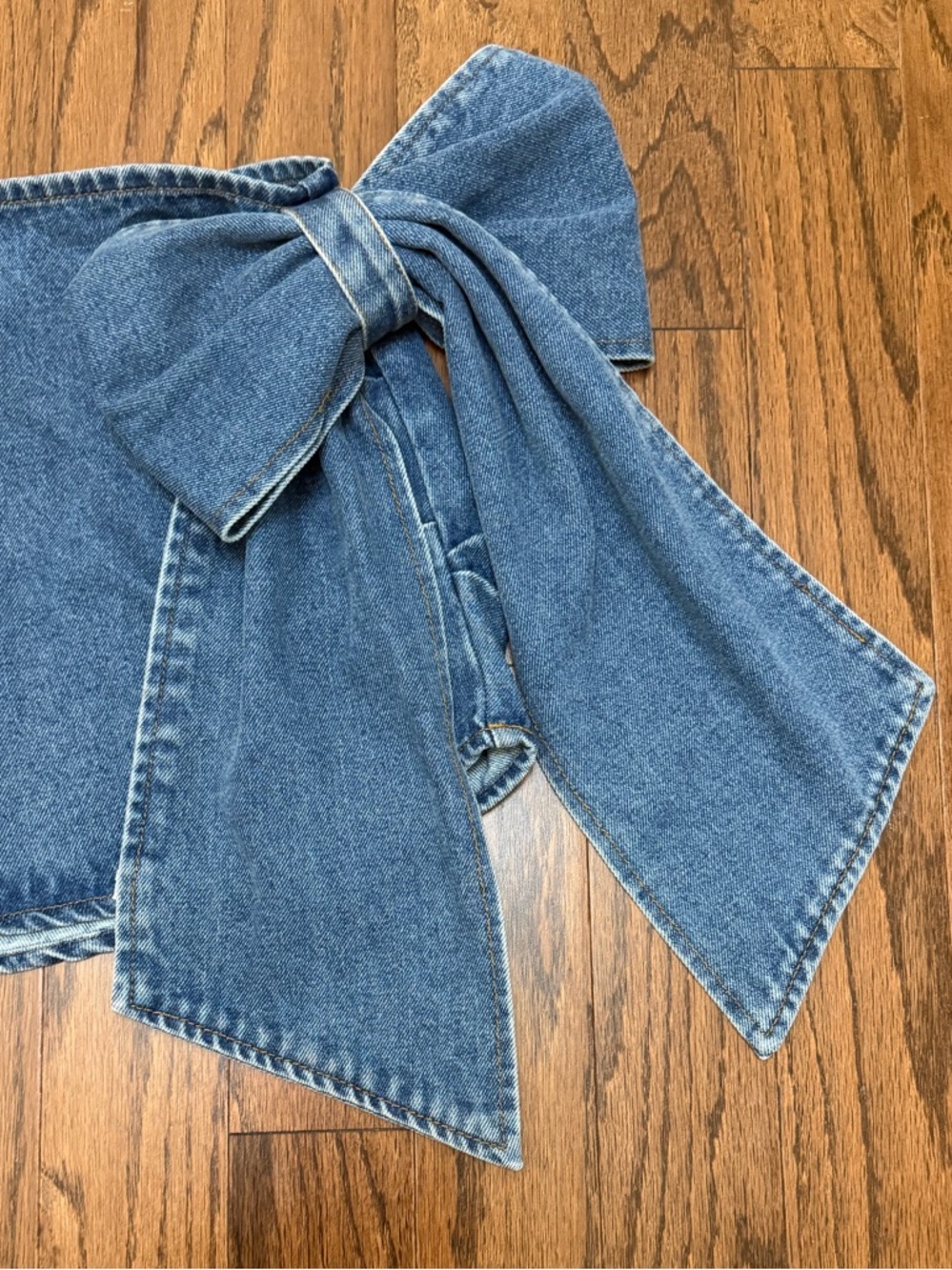 Emory Park Blue Denim Mini Skirt with Side Bow Wrap - Picture 4 of 8